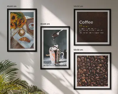 Italienische Frühstückskaffeebohnen als gerahmtes Polyptychon