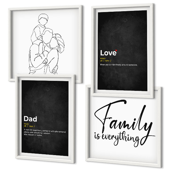 Polyptychon mit rahmen Definitionen der Liebe in Familienzeichnungen