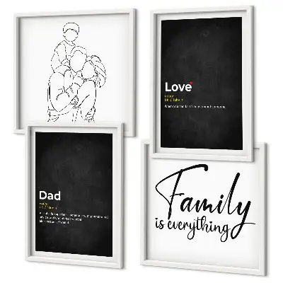 Definitionen der Liebe in Familienzeichnungen als Polyptychon mit Rahmen