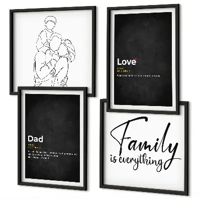 Definitionen der Liebe in Familienzeichnungen als Polyptychon mit Rahmen