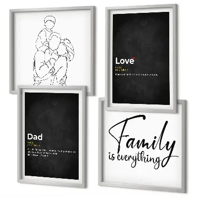 Definitionen der Liebe in Familienzeichnungen als Polyptychon mit Rahmen