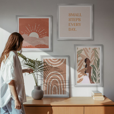 Polyptychon mit rahmen abstrakte Formen im Boho-Stil
