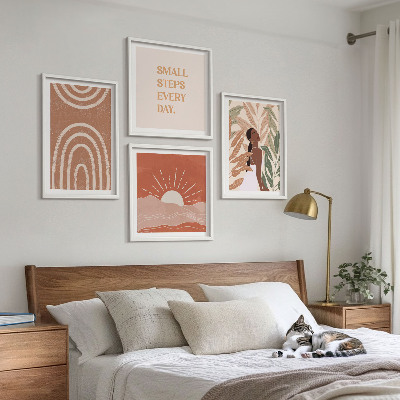 Polyptychon mit rahmen abstrakte Formen im Boho-Stil