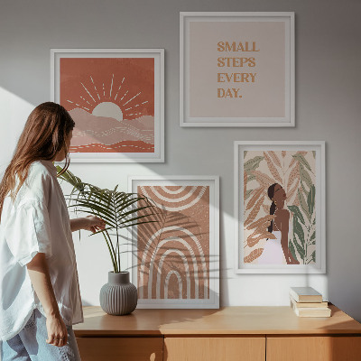 Polyptychon mit rahmen abstrakte Formen im Boho-Stil