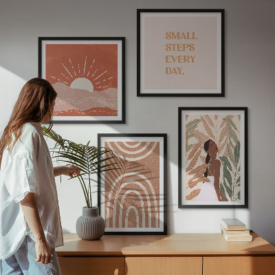 Polyptychon mit rahmen abstrakte Formen im Boho-Stil