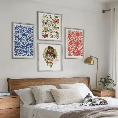 Wanddeko-Set mit Vintage-Blumen- und Schmetterlings-Ornamenten