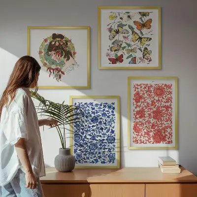 Wanddeko-Set mit Vintage-Blumen- und Schmetterlings-Ornamenten
