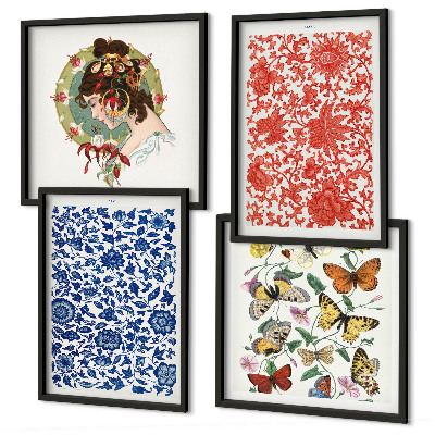 Wanddeko-set Vintage-Blumen-Schmetterlings-Ornamente
