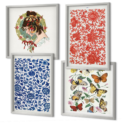 Wanddeko-set Vintage-Blumen-Schmetterlings-Ornamente
