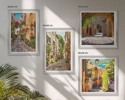 Italienische Straßen, Blumen und Architektur Polyptychon mit Rahmen