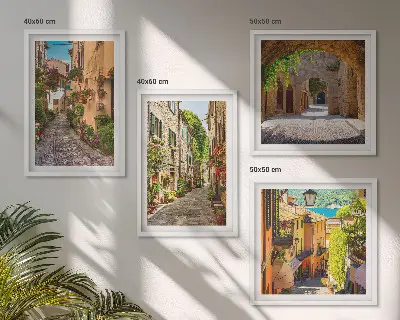 Italienische Straßen, Blumen und Architektur Polyptychon mit Rahmen