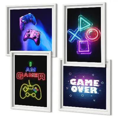 Polyptychon mit Rahmen Motiv mit Gamepads und Spielersymbolen