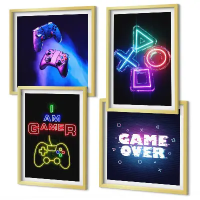 Polyptychon mit Rahmen Motiv mit Gamepads und Spielersymbolen