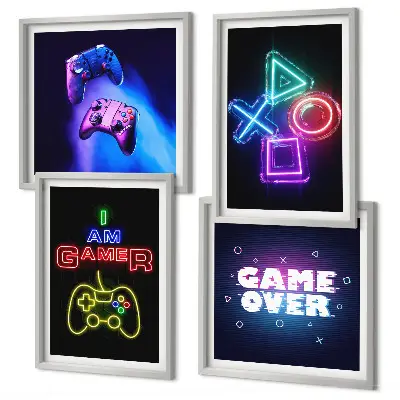 Polyptychon mit Rahmen Motiv mit Gamepads und Spielersymbolen