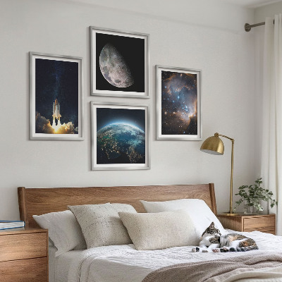 Wanddeko-set Weltraum Erde Rakete Galaxie
