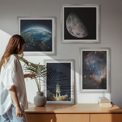 Wanddeko-set Weltraum Erde Rakete Galaxie