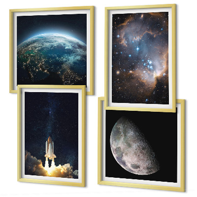 Wanddeko-set Weltraum Erde Rakete Galaxie