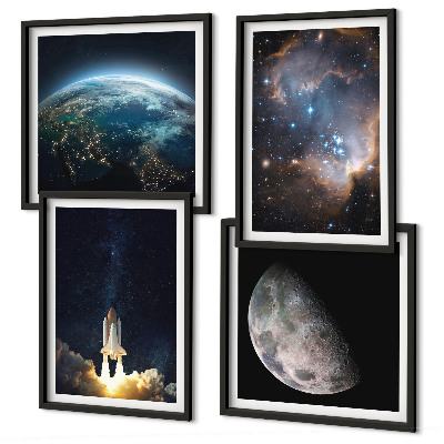 Wanddeko-set Weltraum Erde Rakete Galaxie