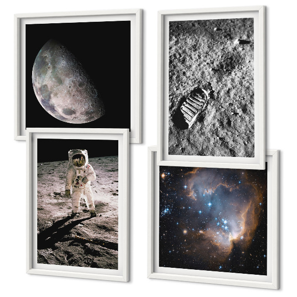 Wanddeko-set Astronautenfoto vom Mond