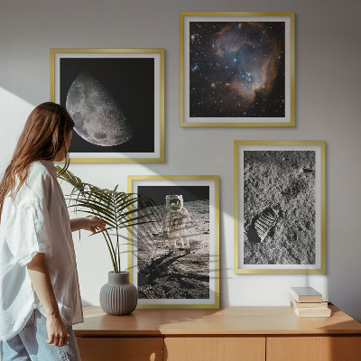 Wanddeko-set Astronautenfoto vom Mond