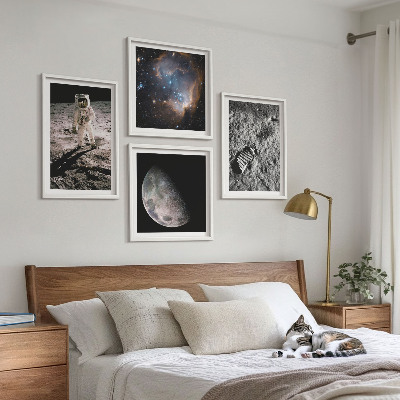 Wanddeko-set Astronautenfoto vom Mond