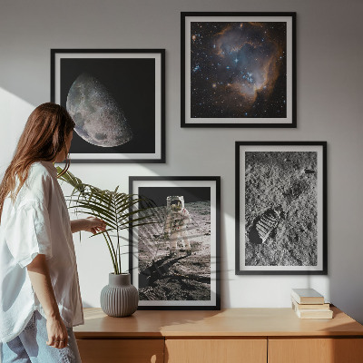 Wanddeko-set Astronautenfoto vom Mond