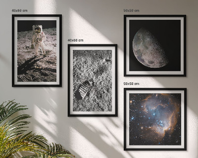 Wanddeko-set Astronautenfoto vom Mond
