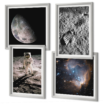 Wanddeko-set Astronautenfoto vom Mond