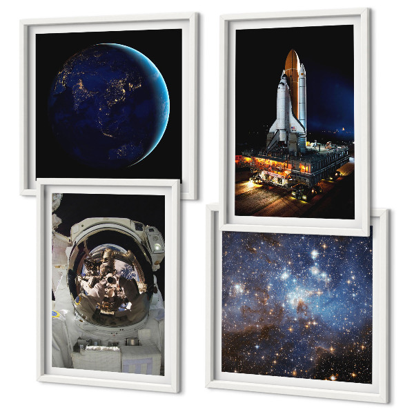 Wanddeko-set Weltraum Erde Astronaut Rakete