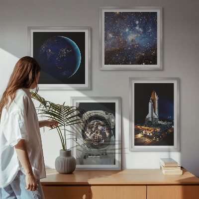 Wanddeko-set Weltraum Erde Astronaut Rakete
