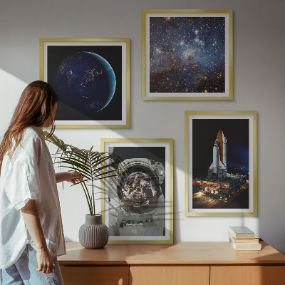 Wanddeko-set Weltraum Erde Astronaut Rakete