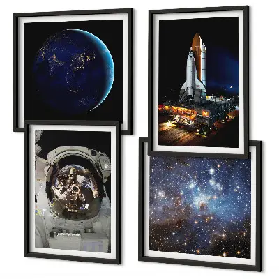 Wanddeko-Set mit Weltraum-Motiven wie Erde, Astronaut und Rakete