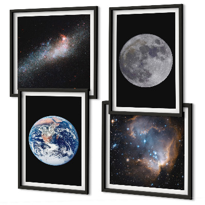 Polyptychon mit rahmen Galaxie Weltraum Mond