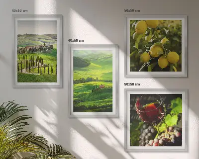 Italienische Landschaften Zitrushügel Polyptychon mit Rahmen