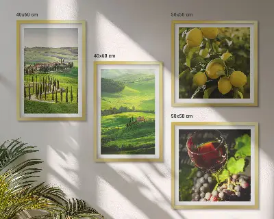 Italienische Landschaften Zitrushügel Polyptychon mit Rahmen