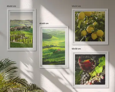 Italienische Landschaften Zitrushügel Polyptychon mit Rahmen
