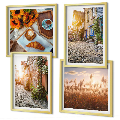 Wanddeko-set Charmante Straßen mit Kaffee