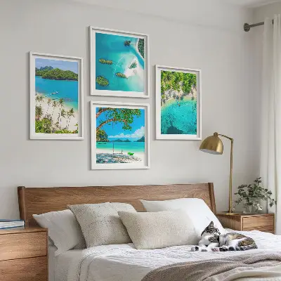 Wanddeko-Set mit Stränden, Palmen und kristallklarem Wasser