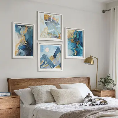 Polyptychon Goldmuster in den blauen Bergen mit Rahmen