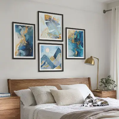 Polyptychon Goldmuster in den blauen Bergen mit Rahmen