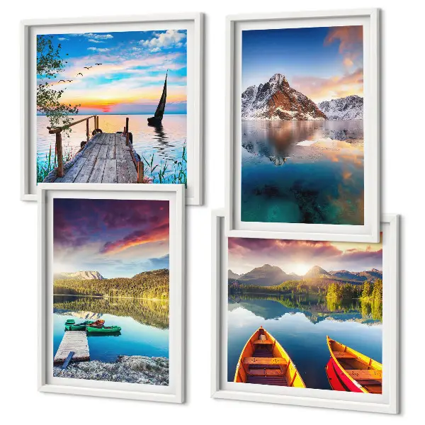 Wanddeko-Set mit Seen- und Berglandschaft