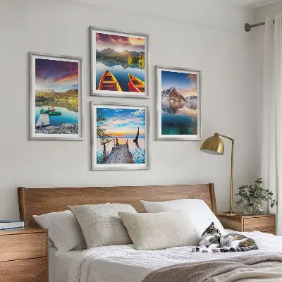 Wanddeko-Set mit Seen- und Berglandschaft