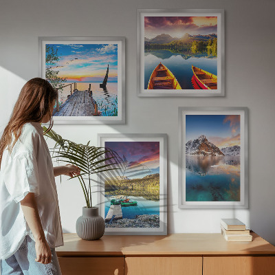 Wanddeko-set Seen- und Berglandschaft Łódź