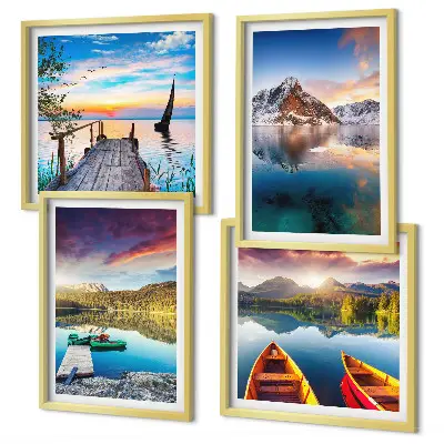 Wanddeko-Set mit Seen- und Berglandschaft