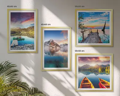 Wanddeko-Set mit Seen- und Berglandschaft