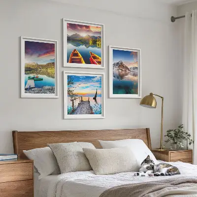 Wanddeko-Set mit Seen- und Berglandschaft