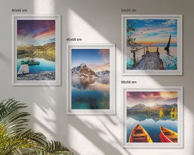 Wanddeko-Set mit Seen- und Berglandschaft