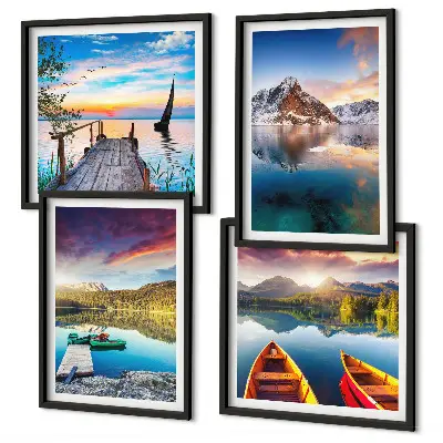 Wanddeko-Set mit Seen- und Berglandschaft