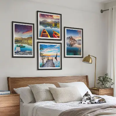 Wanddeko-Set mit Seen- und Berglandschaft