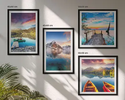 Wanddeko-Set mit Seen- und Berglandschaft